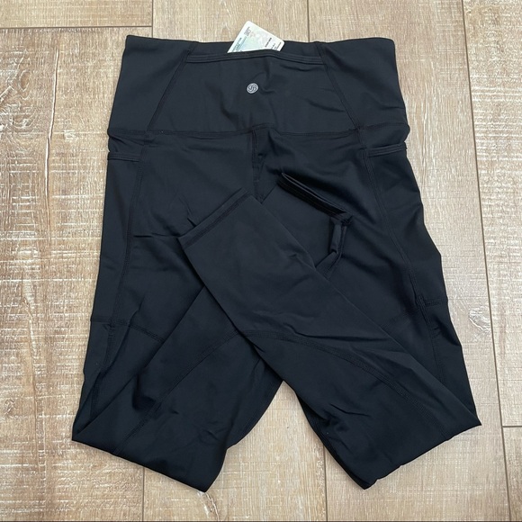 SOLID BLACK SPORTS BRA & HIGH-RISE LEGGINGS SET W/ STASH POCKETS - SZ: M & L - Picture 13 of 15